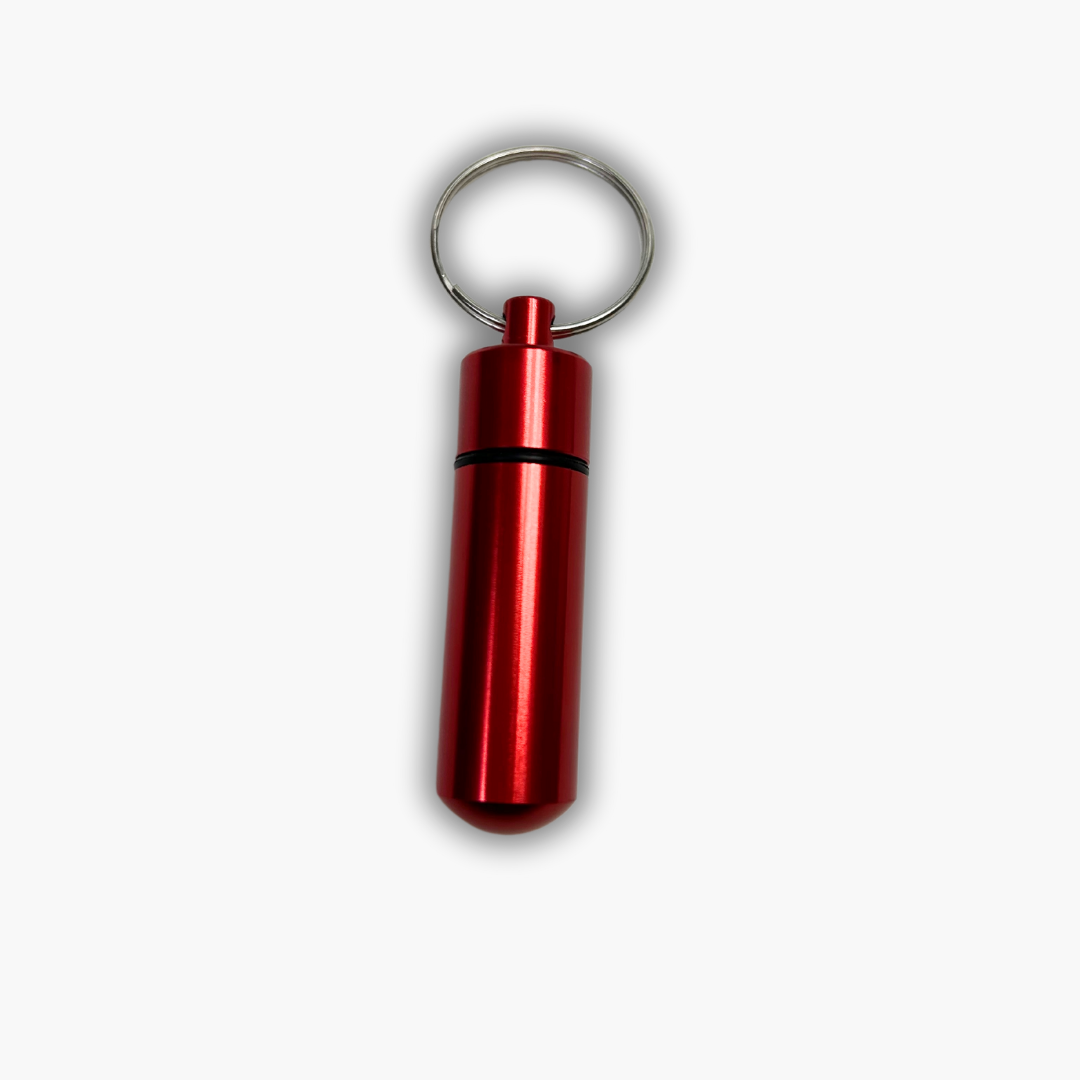 Keyring Pill Box Aluminium Secret Travel Pill Box