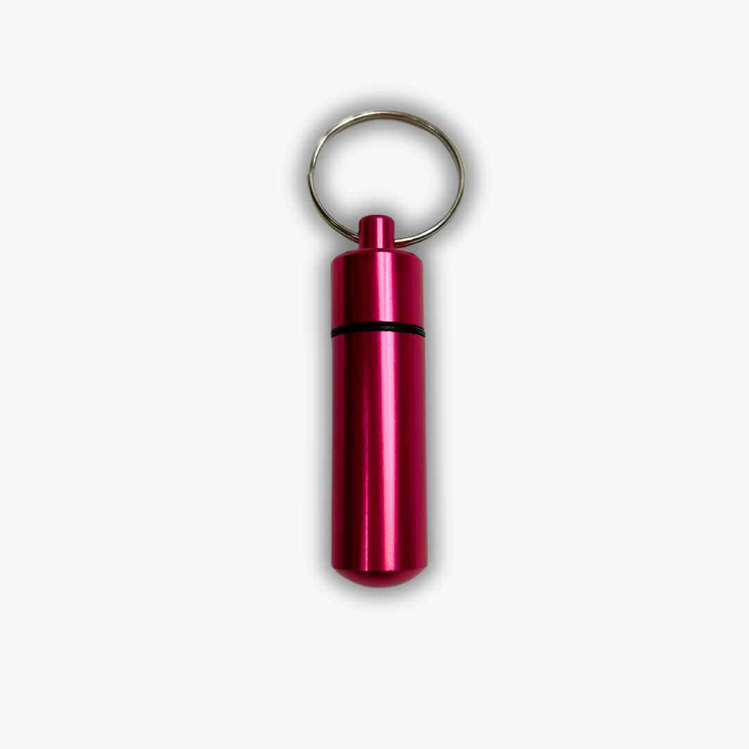 Keyring Pill Box Aluminium Secret Travel Pill Box