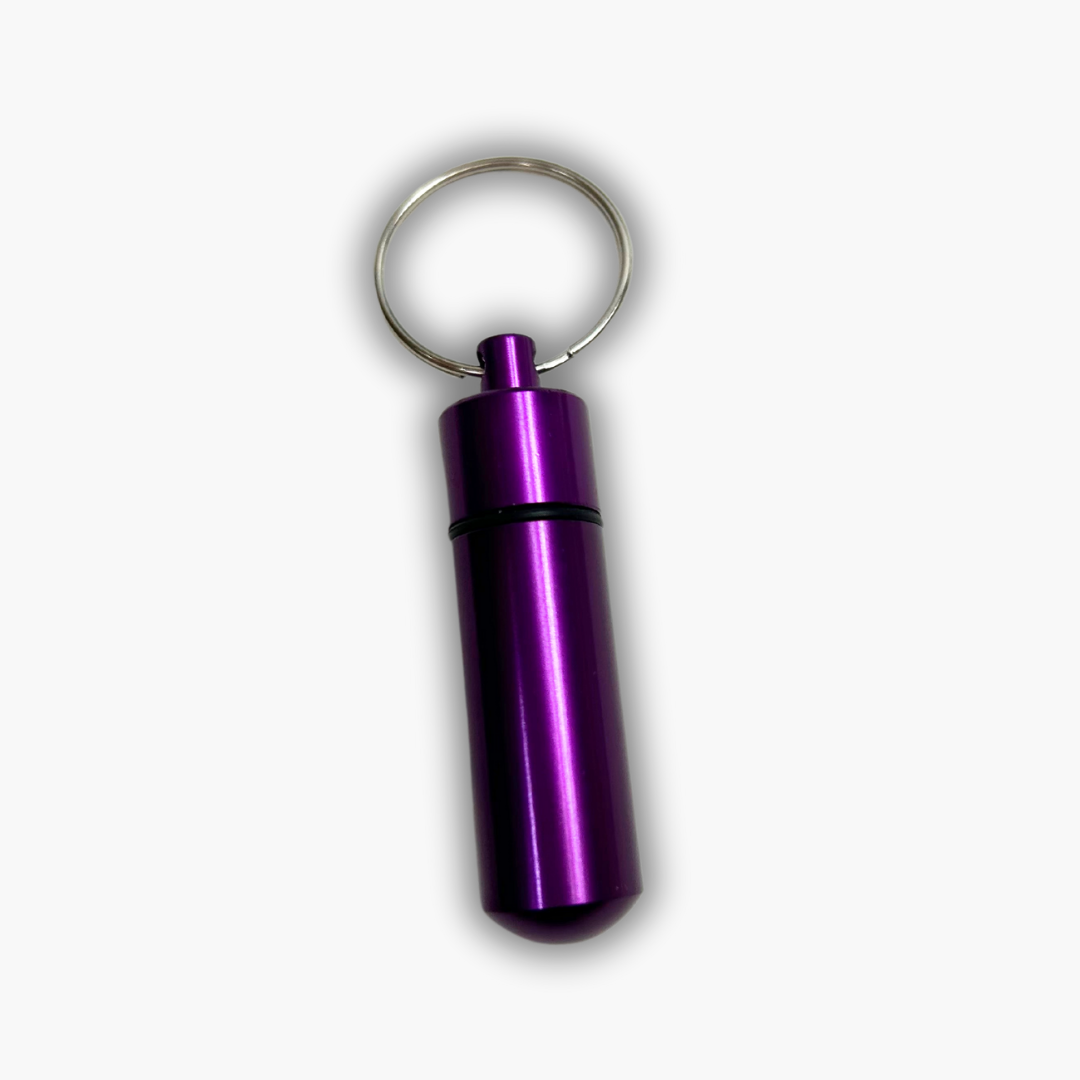 Keyring Pill Box Aluminium Secret Travel Pill Box