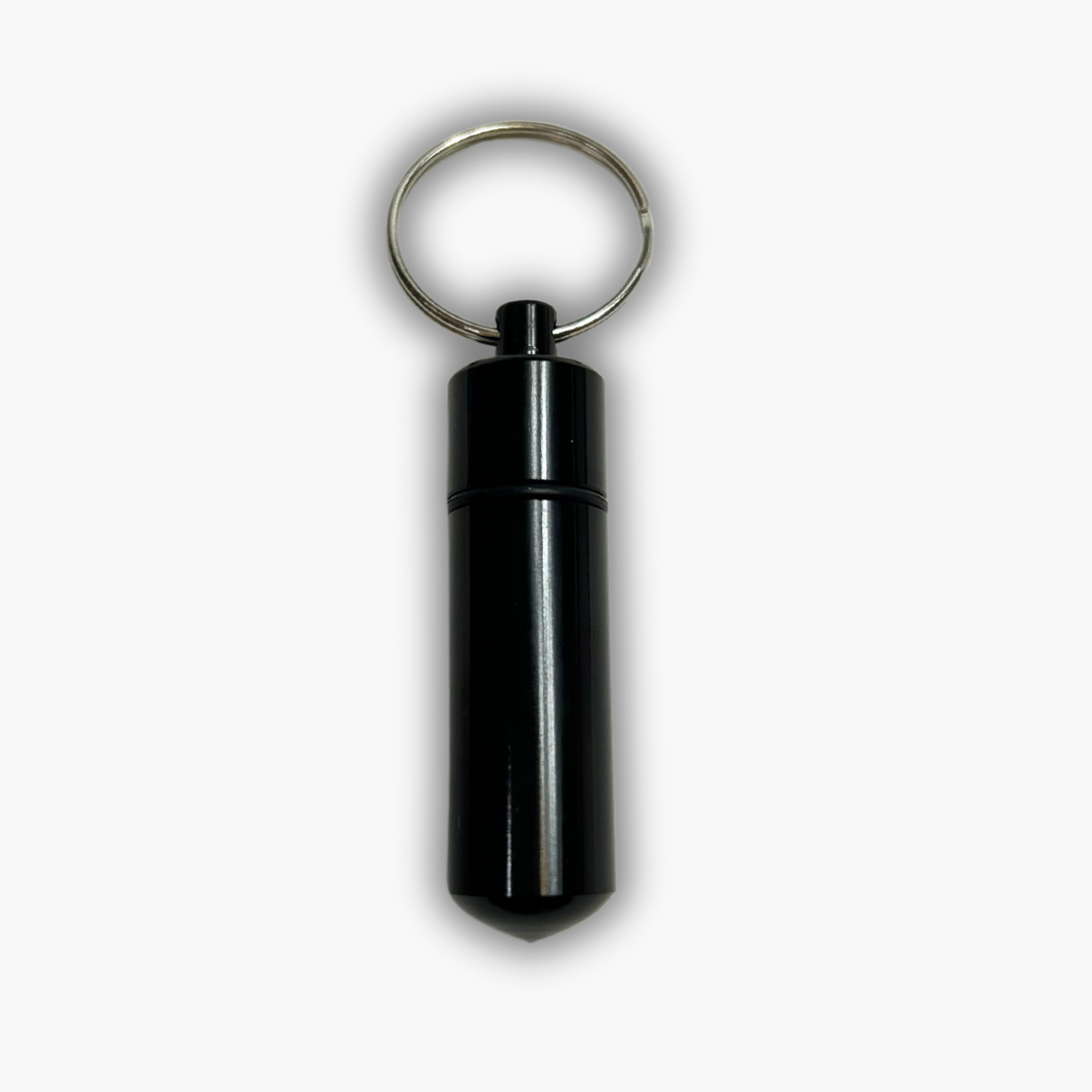 Keyring Pill Box Aluminium Secret Travel Pill Box